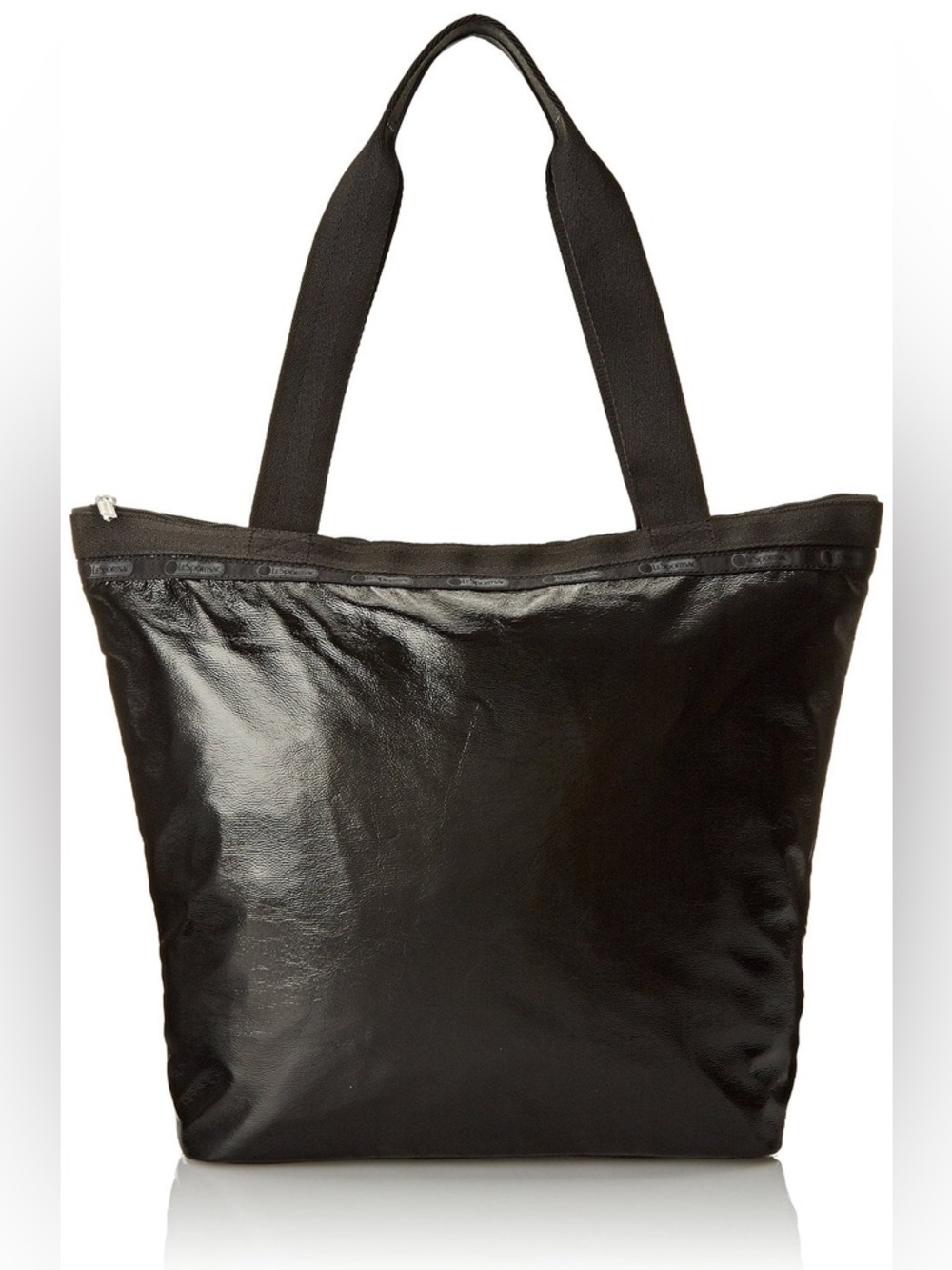 LESPORTSAC - HAILEY TOTE BLACK CRINKLE PATENT